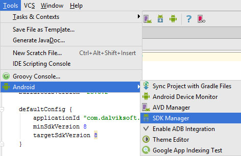 sdk manager inside tools android studio