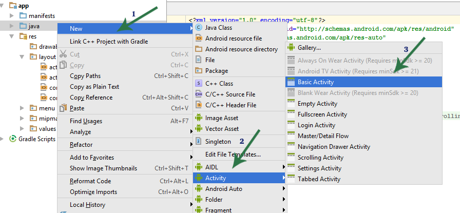Basic Activity In Android Studio