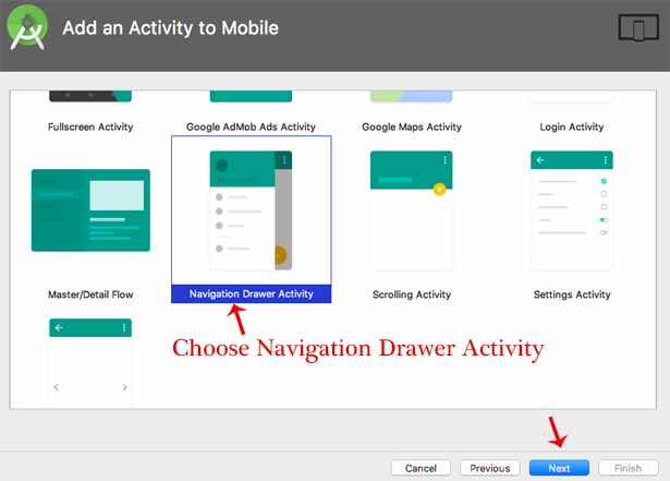 Choose Navigation Drawer Android Animations