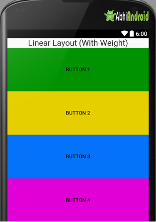 Linear Layout with weight in Android Example 2