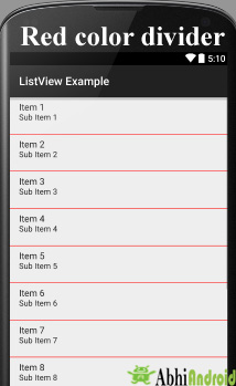 divider in list view example
