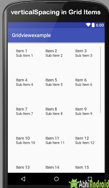 vertical Spacing in Grid View items android