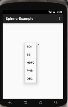 Spinner Example in Android Using ArrayAdapter