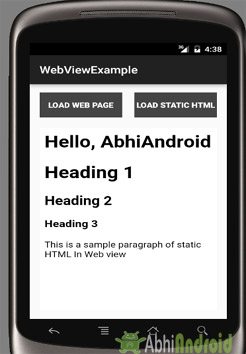 WebView Example Output Android