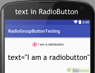 text attribute in RadioButton Android