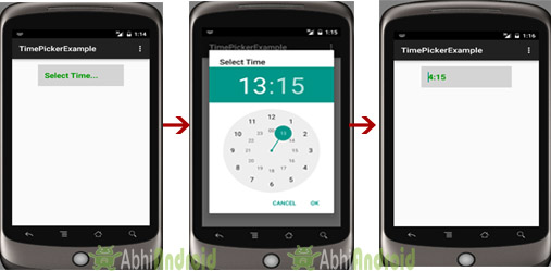 TimePickerDialog Example in Android Studio