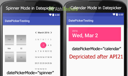 datePickerMode Spinner calendar in Android