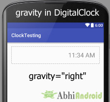 gravity in DigitalClock Android