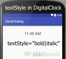 textStyle in DigitalClock Android