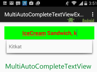 MultiAutoCompleteTextView in Android