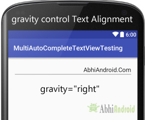 gravity in MultiAutoCompleteTextView Android