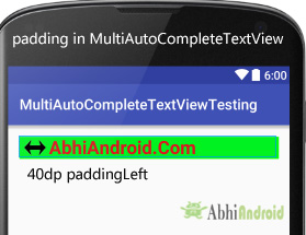 padding in MultiAutoCompleteTextView Android