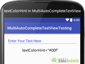 textColorHint in MultiAutoCompleteTextView Android