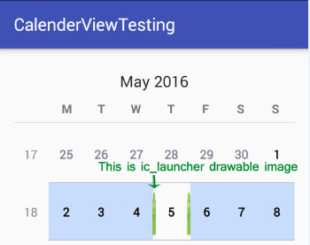 setSelectedDateVerticalBar in Calendar View Android