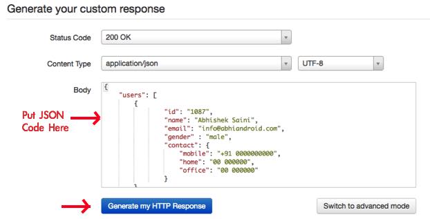 Generate HTTP Response For Volley
