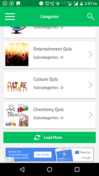 Quiz Game App Pagination Screenshot