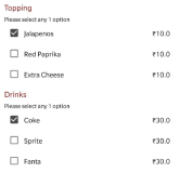 Addons In Food Ordering Android App