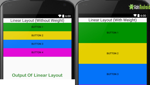 Linear Layout in Android Output