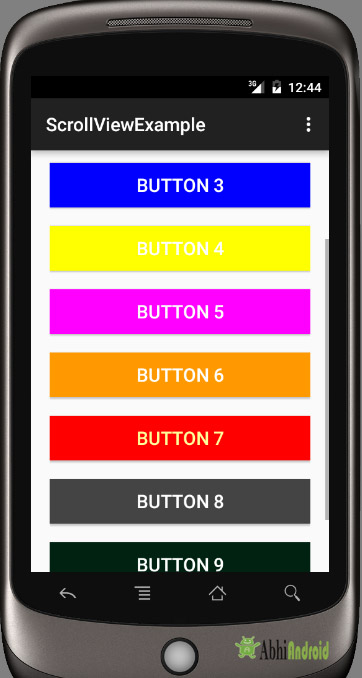 ScrollView Vertical Example Output in Android Using Buttons