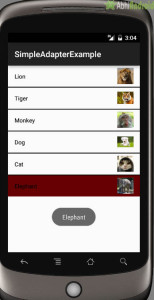 SimpleAdapter Example in Android Studio Output