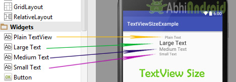 TextView Size of Plain, Large, Medium, and Small Text Android Studio