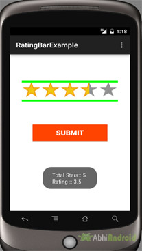 Custom RatingBar Example in Android Studio