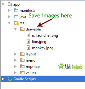 save images in drawable folder Android Studio