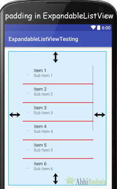 padding in ExpandableListView Android