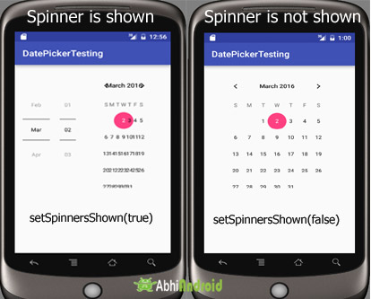 setSpinnerShown in DatePicker Android